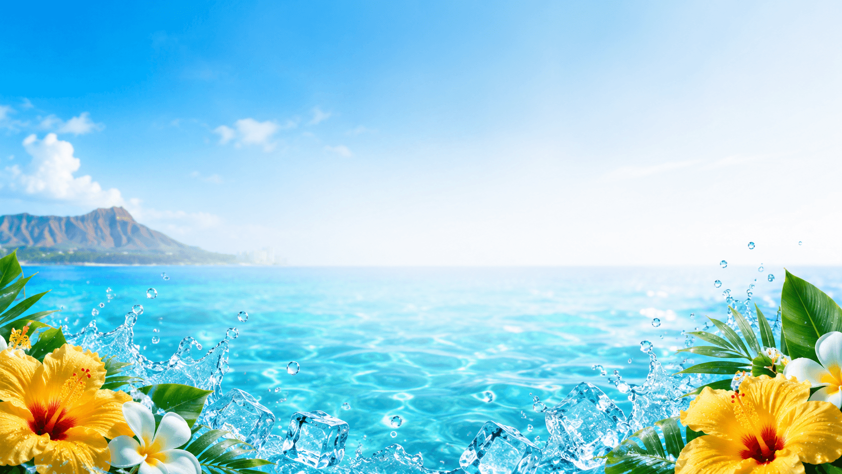 Crystal clear Hawaiian water with Diamond Head